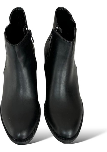 Kadın Kısa Topuklu Fermuarlı Kadın Bot (7 Cm) SİYAH