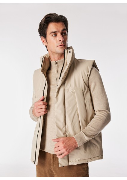 Düz Bej Erkek Yelek F4WM-YLK 2807