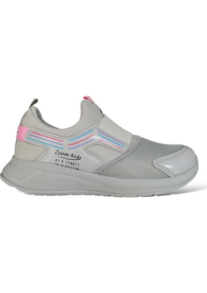 Çocuk Lastikli Spor Ayakkabı Gri-Pembe