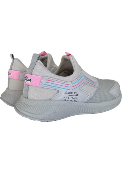 Çocuk Lastikli Spor Ayakkabı Gri-Pembe