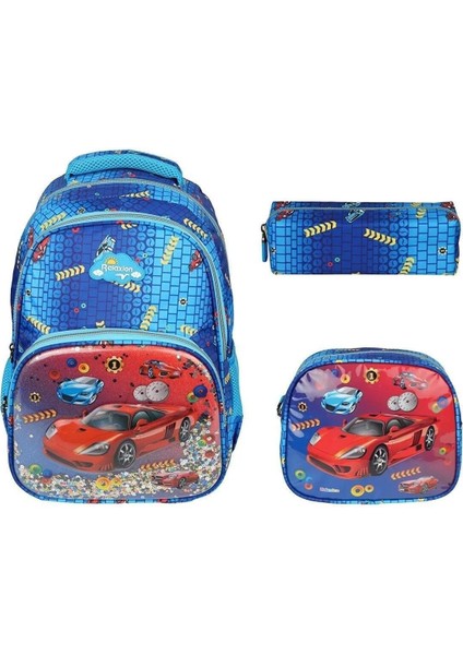 Araba Kabartmalı Ilkokul Sırt Çantası Seti (5 Parça) fiyatları