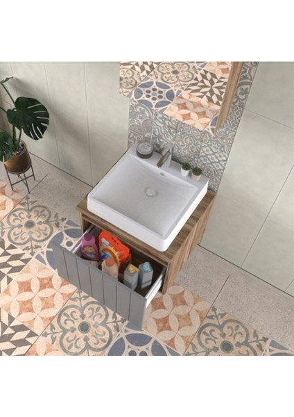 Biani Nevada 60 cm Matt Anthracite Banyo Dolabı