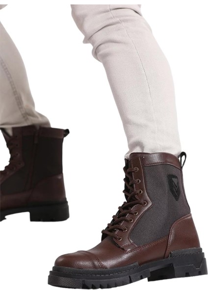 Bağcıklı Fermuarlı Erkek Postal Bot KAHVERENGİ