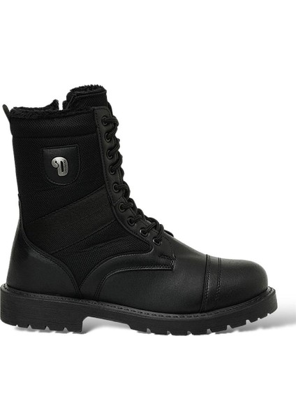 Erkek Su ve Soğuğa Dayanıklı Fermuarlı çi Kürklü Bot SİYAH