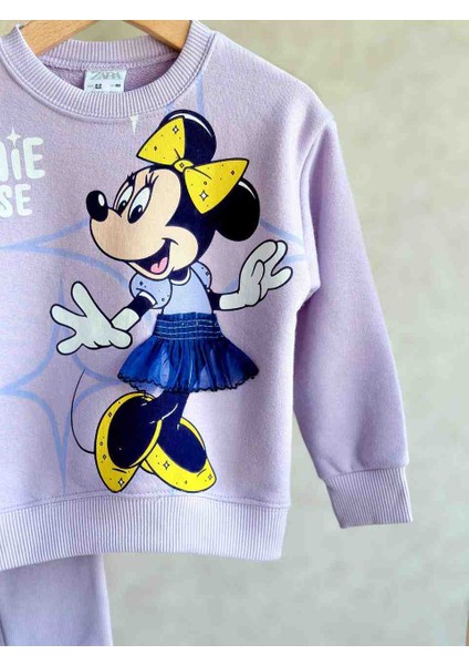 Minnie Mouse Baskılı Kız Çocuk Taytlı Alt Üst Takım