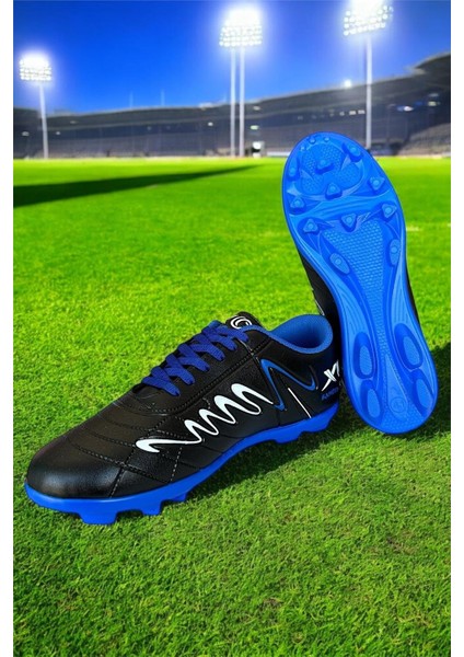 Erkek Krampon Dişli Futbol Ayakkabısı SİYAH - MAVİ fiyatları