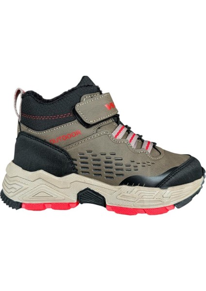 Cırtlı Içi Yünlü Soğuk Geçirmez Outdoor Günlük Çocuk Bot Vizon - Kırmızı