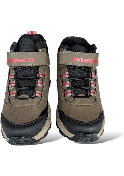 Cırtlı Içi Yünlü Soğuk Geçirmez Outdoor Günlük Çocuk Bot Vizon - Kırmızı indirimleri