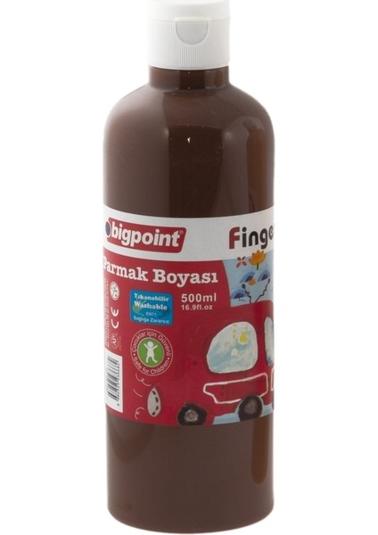 | Parmak Boyası, Parmak ve Fırça ile Kullanıma Uygun, Çocuklar Için Güvenli Boya, 500 Ml, Kahverengi