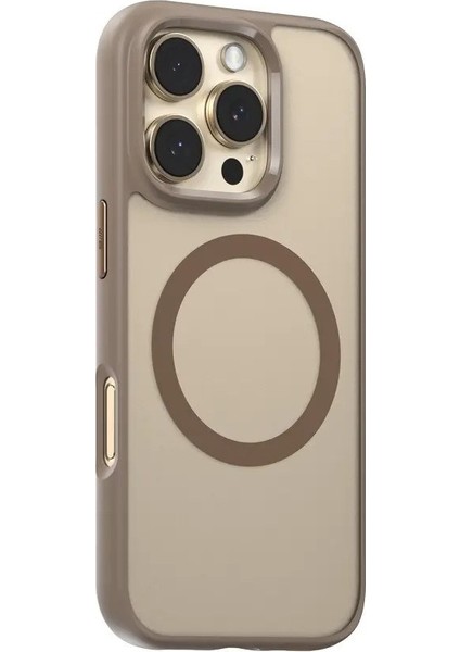Apple iPhone 16 Pro Max Uyumlu Gold Skin-Friendly Anti-Drop Magnetic Magsafe Gen.2 Telefon Kılıfı