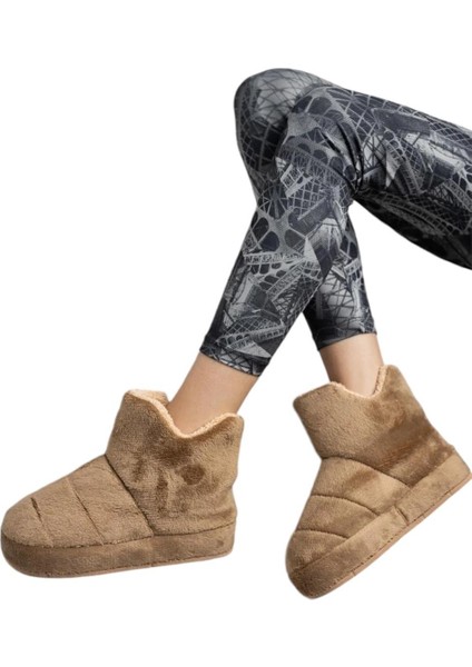 Kadın Panduf Ev Ayakkabısı Ev Botu Kalın Hafif Taban Kahverengi modelleri