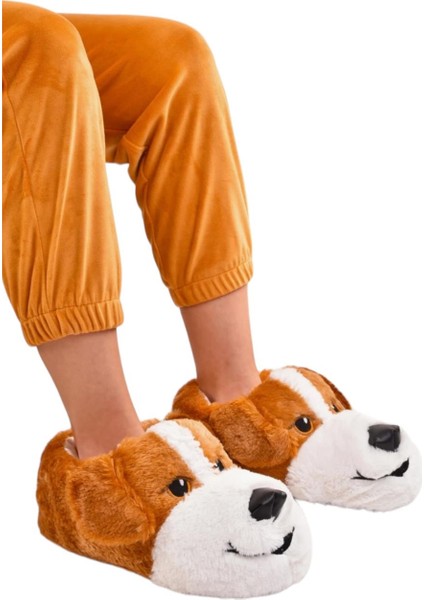 Unisex Sevimli Köpek Figürlü Kaymaz ve Ses Yapmaz Taban Ev Panduf Taba fiyatları