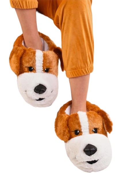 Unisex Sevimli Köpek Figürlü Kaymaz ve Ses Yapmaz Taban Ev Panduf Taba modelleri