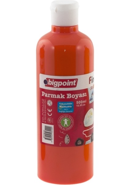 | Parmak Boyası, Parmak ve Fırça ile Kullanıma Uygun, Çocuklar Için Güvenli Boya, 500 Ml, Turuncu