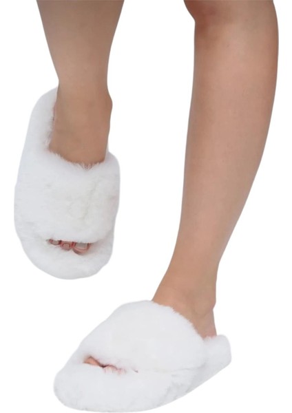 Ekstra Yumuşak Tüylü Kadın Terlik Beyaz fiyatları