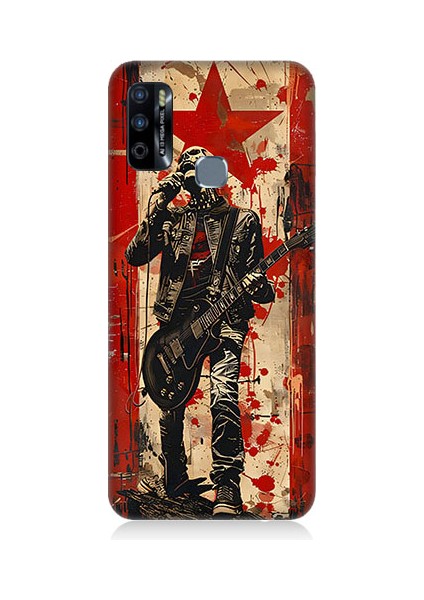 Infinix Hot 9 Uyumlu Kırmızı Gitar Desenli Silikon Kılıf