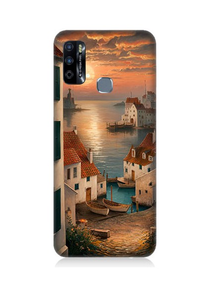 Infinix Hot 9 Uyumlu Sahil Evleri Desenli Silikon Kılıf