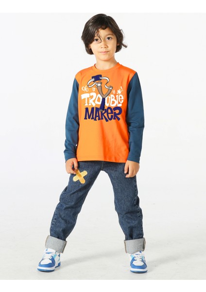 Trouble Maker Denim Pantolon +T-Shirt Takım
