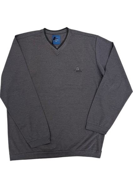 Büyük Beden ve Yaka Uzun Kol Yaka Triko Yakalı Gögüs Nakışlı