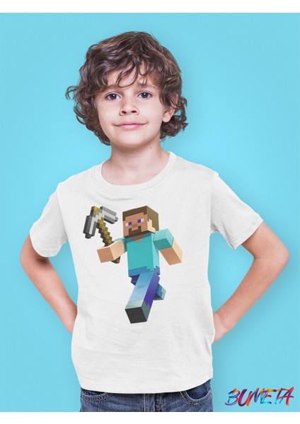 Minecraft Steve Karakter Oyun Game Çocuk Tişört T-Shirt
