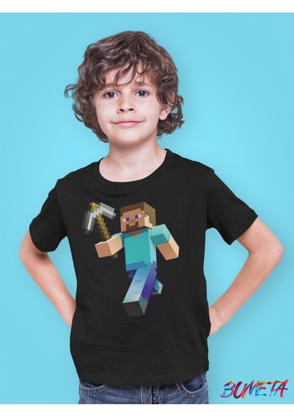 Minecraft Steve Karakter Oyun Game Çocuk Tişört T-Shirt