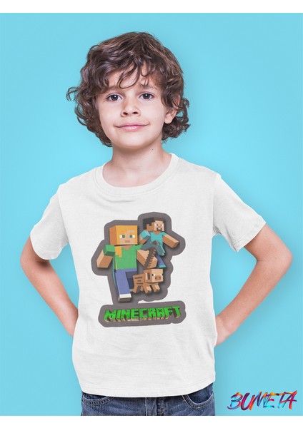 Minecraft Alex Steve Karakter Characters Oyun Game Çocuk Tişört T-Shirt