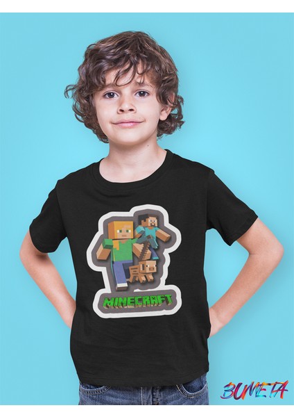 Minecraft Alex Steve Karakter Characters Oyun Game Çocuk Tişört T-Shirt