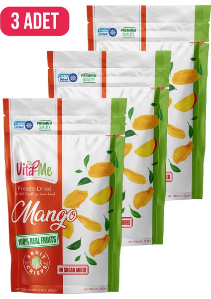 Freeze Dried Mango 20 Gram - Dondurularak Kurutulmuş Çıtır Mango Atıştırmalık 3 Adet