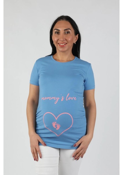 Hamile Mommy Love Tişört Pembe Baskılı