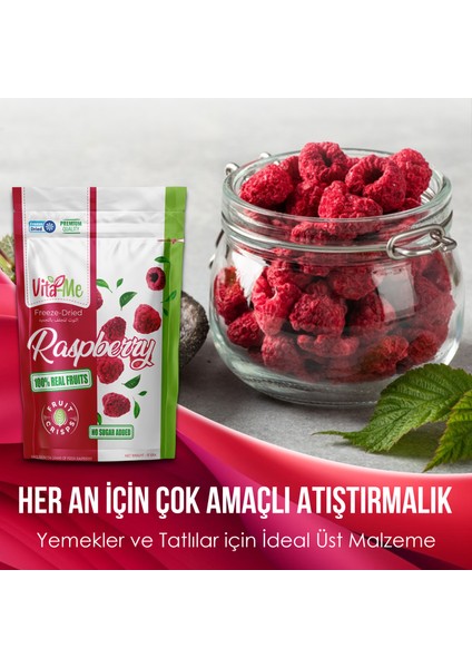 Freeze Dried Raspberry 15 gr Dondurularak Kurutulmuş Çıtır Frambuaz Atıştırmalık 5 Adet