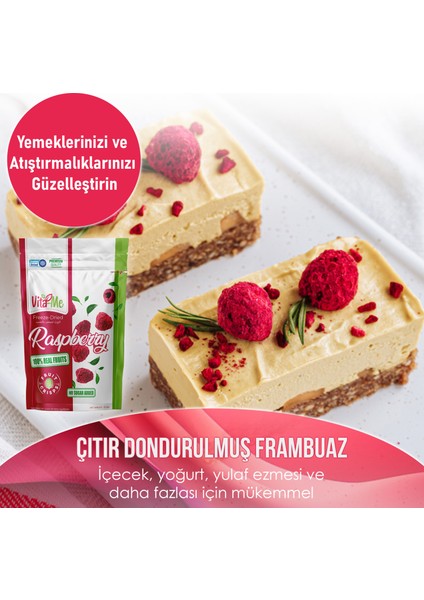 Freeze Dried Raspberry 15 gr Dondurularak Kurutulmuş Çıtır Frambuaz Atıştırmalık 5 Adet