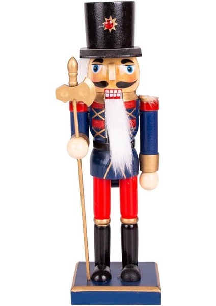 Mavi Kırmızı Baltalı Kurşun Asker Noel Dekor 25CM
