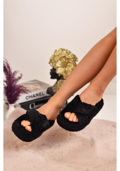 Moda Onn Çapraz Bant Yumuşacık Kışlık Peluş Ev Terliği fırsatları