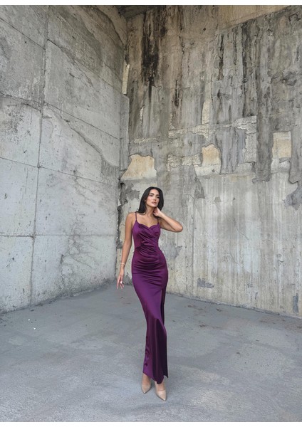 Siete Ip Askı Yırtmaçlı Saten Abiye 582177