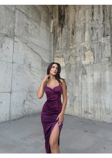 Siete Ip Askı Yırtmaçlı Saten Abiye 582177 fiyatları