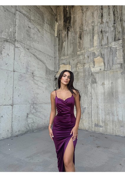 Siete Ip Askı Yırtmaçlı Saten Abiye 582177 modelleri