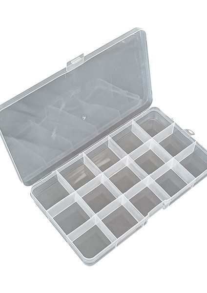 3 Adet - 15 Bölmeli Kolye, Yüzük, Takı Düzenleyici Organizer Plastik Şeffaf Kutu 10 x 17 x 2 cm