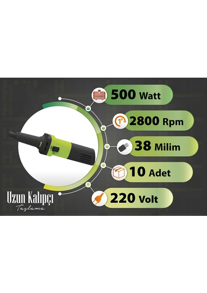Uzun Kalıpçı Taşlama Makinesi Elektrikli 38 mm 500 W