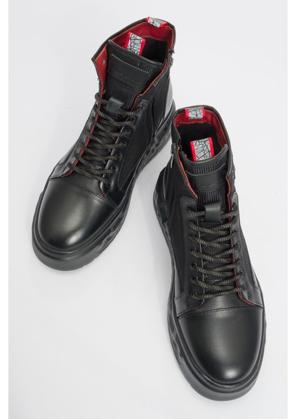 Erkek Kalın Taban Comfort Casual Bot Deri Mc 20268 Siyah
