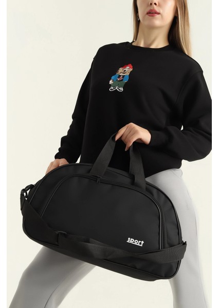 Siyah Fermuarlı Kadın El ve Omuz Valiz Çantası