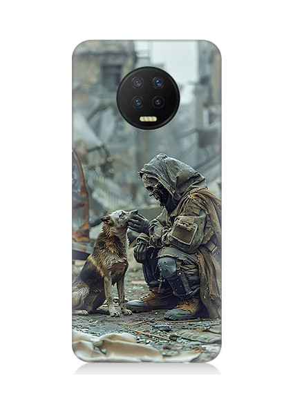 Infinix Note 7 Uyumlu Köpek ve Adam Desenli Silikon Kılıf