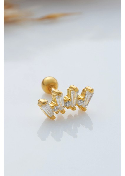 925 Ayar Baget Taşlı Minimal Tragus Piercing