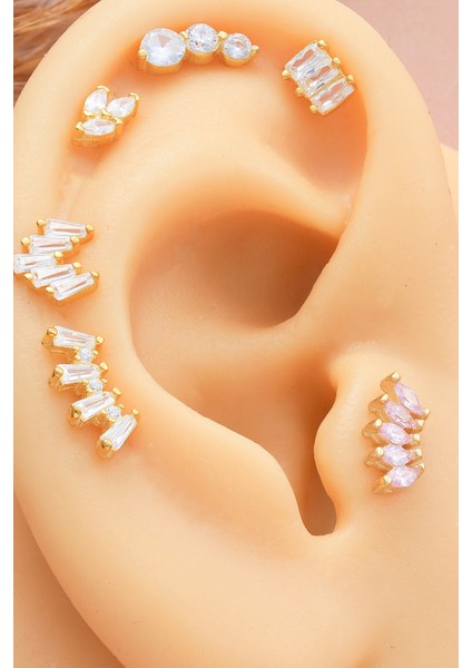 925 Ayar Baget Taşlı Minimal Tragus Piercing