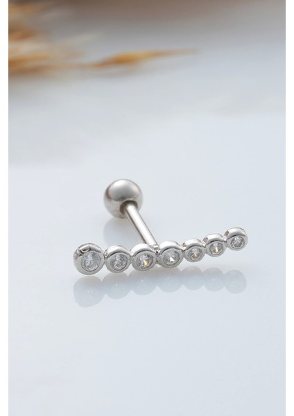 925 Ayar Süzme Yuvarlak Motifli Minimal Tragus Piercing