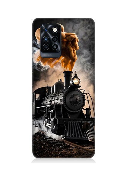Infinix Note 10 Pro Uyumlu Kara Tren Desenli Silikon Kılıf