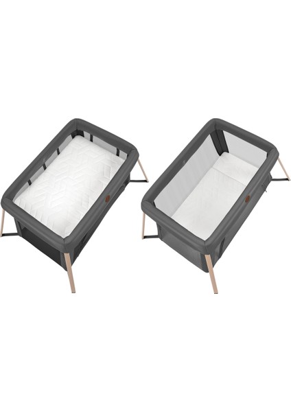 Calao Light 2 'Si Bir Arada Anne Yanı Beşik Ve Taşınabilir Çift Katlı Park Yatak Beyond Graphite Eco