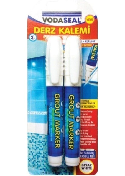 Beyaz Renkli Fayans Arası ve Boşluk Doldurma Kalemi 2'li
