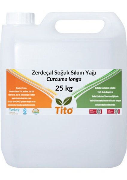 Zerdeçal Soğuk Sıkım Yağı Curcuma Longa 25 kg