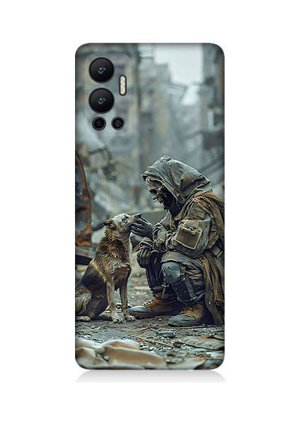 Infinix Hot 12 Uyumlu Köpek ve Adam Desenli Silikon Kılıf