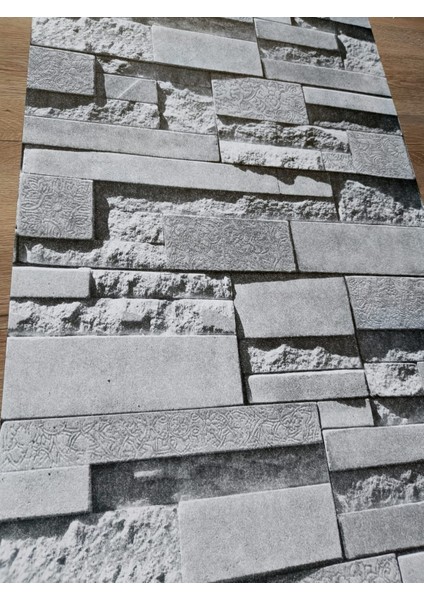 3 Boyutlu Taş Desenli Hafif Simli Silinebilir Duvar Kağıdı EN:53CM Boy:10 Metre modelleri